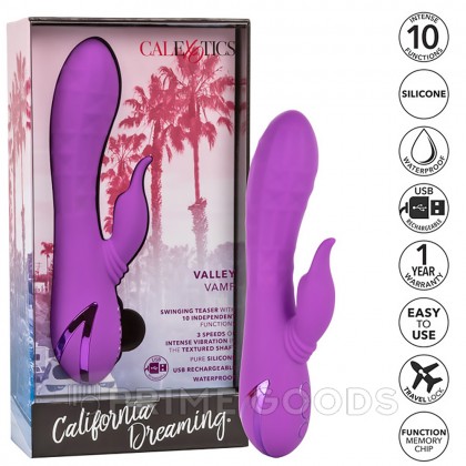 Вибромассажер-кролик CalExotics California Dreaming Valley Vamp с ритмичным стимулятором (12.75x3.75 см) от sex shop primegoods фото 7