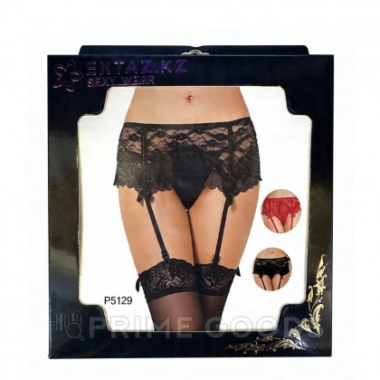 Кружевной пояс для чулок Black Sexy Lace, 3XL от sex shop primegoods фото 2