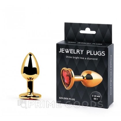Анальная втулка (золотистый/красный; L70-D28 мм, вес-60г.) от sex shop primegoods фото 3