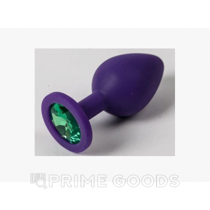 Анальная пробка из фиолетового силикона с бирюзовым кристаллом (размер S) от sex shop primegoods фото 2
