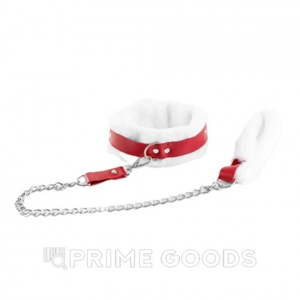 Ошейник из натуральной кожи с нежным мехом Red от sex shop primegoods