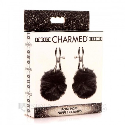 Зажимы для сосков Charmed Pom Pom Nipple Clamp, черный, 11.4 см от sex shop primegoods фото 5