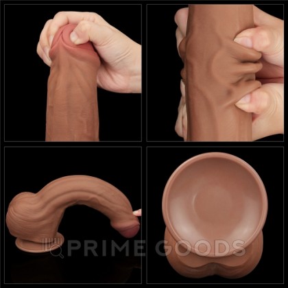 Реалистичный фаллоимитатор Lovetoy King Sized Sliding Skin (29×5,4 см) коричневый с двойной плотностью от sex shop primegoods фото 10