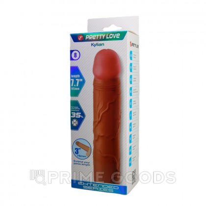 Реалистичная насадка на пенис Kylian, 19,5 см, коричневая от sex shop primegoods фото 6