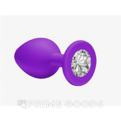 Анальная пробка из фиолетового силикона с белым кристаллом (размер S) от sex shop primegoods фото 3
