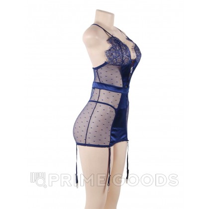 Сексуальное синее белье с подвязками и стрингами (размер XS-S) от sex shop primegoods фото 3