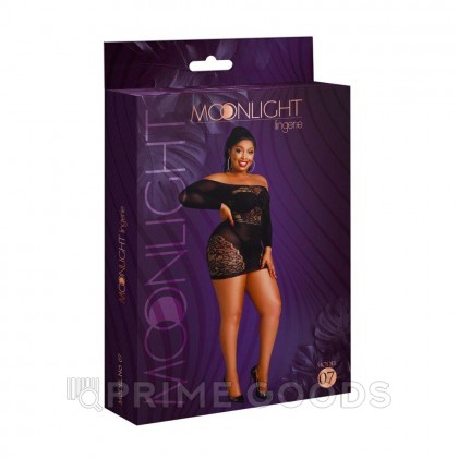 Сексуальное платье-сетка с кружевными вставками от Moonlight черное (plus size) от sex shop primegoods фото 6