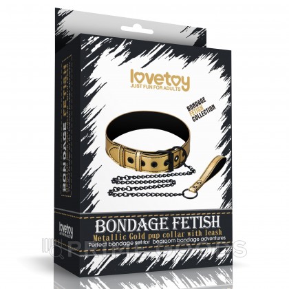 Ошейник с поводком Bondage Fetish Gold от sex shop primegoods
