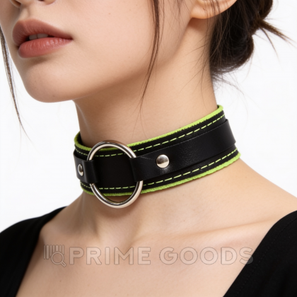 Ошейник с мягкой зеленой подкладкой Crazy Handmade от sex shop primegoods фото 2