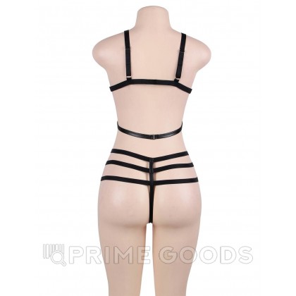Комплект белья: бра и стринги с ремешками черные (размер XL-2XL) от sex shop primegoods фото 4