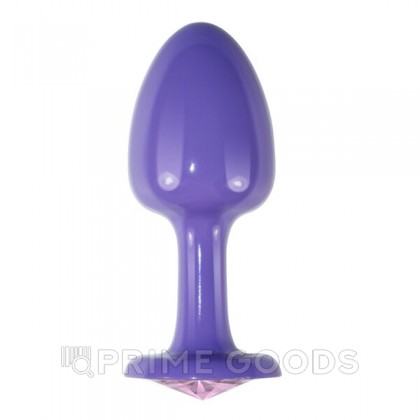 Фиолетовая анальная пробка с розовым кристаллом от sex shop primegoods фото 3