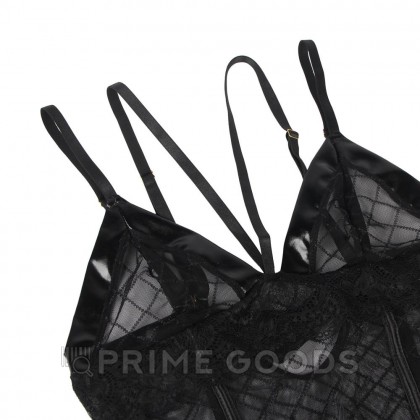 Сексуальный бэби-долл черный в клеточку с подвязками (размер M-L) от sex shop primegoods фото 6