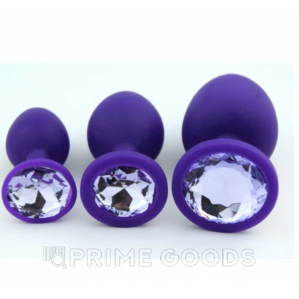 Анальная пробка из фиолетового силикона с жёлтым кристаллом (размер S) от sex shop primegoods фото 2