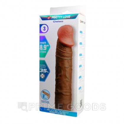 Реалистичная насадка на пенис Chelsea, 22,5 см, коричневый от sex shop primegoods фото 4