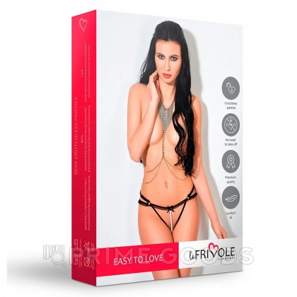 Трусики с доступом, жемчужной нитью и рюшами Le Frivole Easy to love (L/XL, 46-48) от sex shop primegoods фото 2