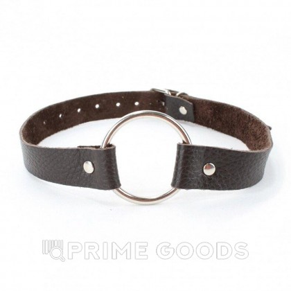 Кляп с кольцом из темно-шоколадной кожи от sex shop primegoods