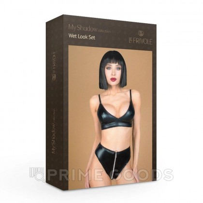 Комплект: лиф и трусики на молнии Le Frivole My Shadow, wet look, L-XL от sex shop primegoods фото 2