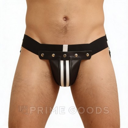 Трусы мужские Boy's Arsenal White 2 Stripes кожаные от sex shop primegoods