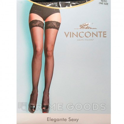 Чулки Vinconte с кружевной резинкой, мелкая сетка от sex shop primegoods фото 2