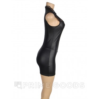 Кожаное платье с кружевом на груди (+ стринги, 3XL-4XL) от sex shop primegoods фото 2