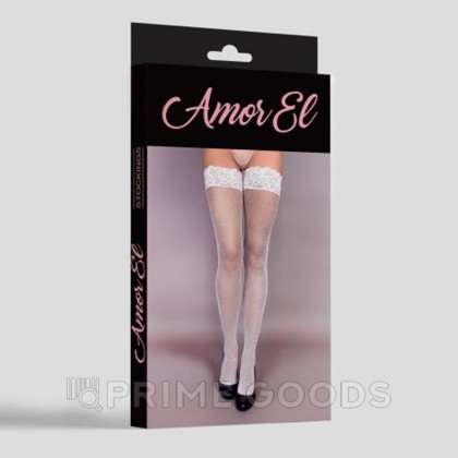 Чулки в мелкую сетку ROSA VINTAGE с рисунком сзади S/L белые от sex shop primegoods фото 6