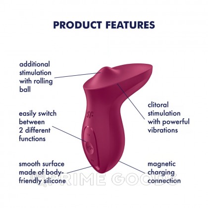 Стимулятор клитора Satisfyer Exciterrr Rolling Lay-on розово-красный  от sex shop primegoods фото 3