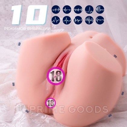 Реалистичный двойной мастурбатор Olga с вибрацией от sex shop primegoods фото 5