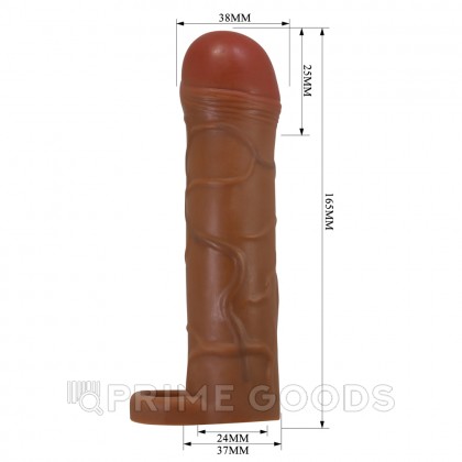 Реалистичная насадка на пенис Bunion, коричневый, 16,5 см от sex shop primegoods фото 7
