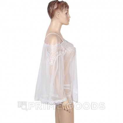 Прозрачная туника с цветочным принтом белая (размер XS-S) от sex shop primegoods фото 6