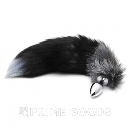 Анальный плаг с лисьим хвостом Black and White Fox Tail от Alive (M) от sex shop primegoods фото 4