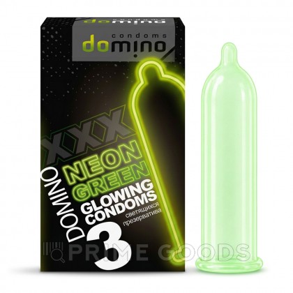 Презервативы DOMINO NEON GREEN светящиеся (3 шт.) от sex shop primegoods