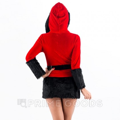 Новогоднее платье с капюшоном (чёрно-красное) от sex shop primegoods фото 5