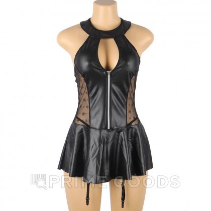 Кожаное платье со шнуровкой и юбкой-воланом Ohyeah +стринги, XL-2XL от sex shop primegoods фото 6
