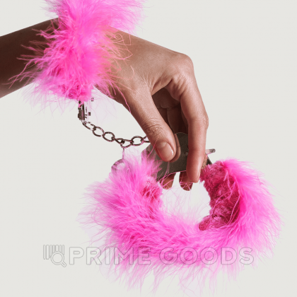 Наручники Adrien LasticМ металл, с розовыми перьями  от sex shop primegoods фото 6