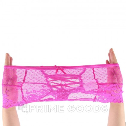 Трусики на высокой посадке Lace Strappy розовые (размер XL-2XL) от sex shop primegoods фото 3