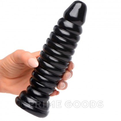 Ребристый анальный стимулятор Master Series Obsession 11 Anal Plug, черный, 17.8х5 см от sex shop primegoods фото 3