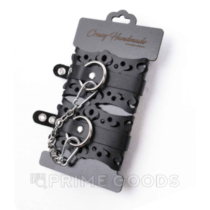 Наручники из черной кожи с узорами - primegoods.kz фото 2 Наручники из черной кожи с узорами от sex shop primegoods фото 2