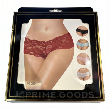Трусики-шортики кружевные, бордовые, M-L от sex shop primegoods фото 3