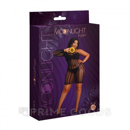 Сексуальное платье-сетка в полоску от Moonlight модель № 05 черное (plus size) от sex shop primegoods фото 3