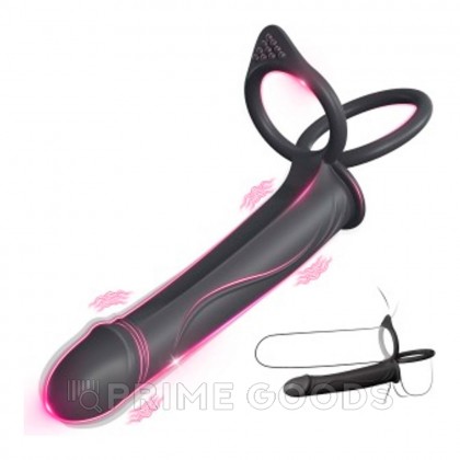 Двойное эрекционное кольцо с вибрацией и фаллоимитатором от sex shop primegoods фото 6