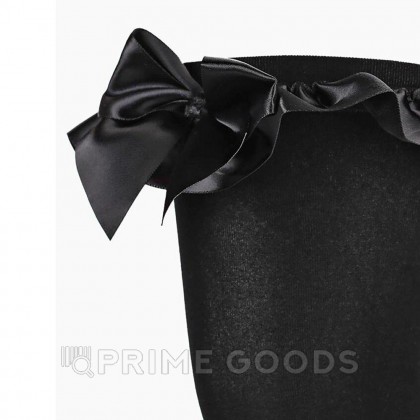 Чулки плотные с атласными бантами Sense, S/M, черные от sex shop primegoods фото 6