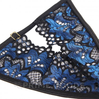 Комплект белья: корсет с подвязками и стрингами черно-синий (размер XS-S) от sex shop primegoods фото 13