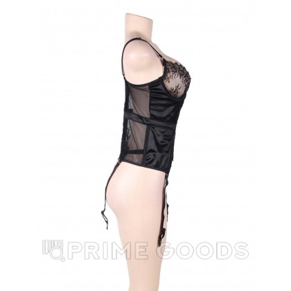 Элегантное черное белье: корсет с подвязками для чулок и G стринги (размер XS-S) от sex shop primegoods фото 2