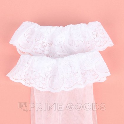 Чулки Flower Lace (XS-L) белые от sex shop primegoods фото 3