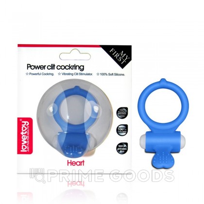 Эрекционное виброкольцо Power Heart clit cockring (голубой) от sex shop primegoods