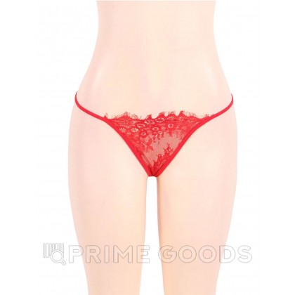 Комплект белья красный: бра, стринги и пояс с ремешками (размер XL-2XL) от sex shop primegoods фото 3
