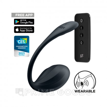 Виброяйцо Satisfyer Ribbed Petal черный (Connect App) от sex shop primegoods фото 2