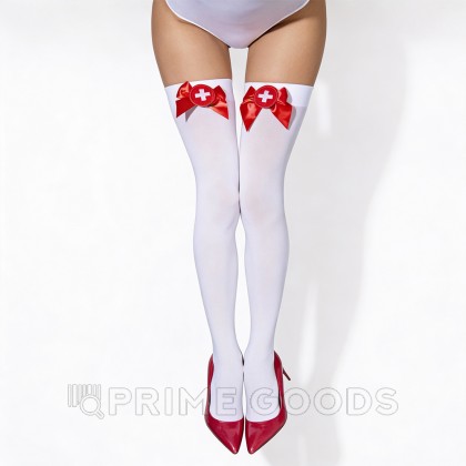 Чулки медсестры с бантиками Sense, S/M от sex shop primegoods