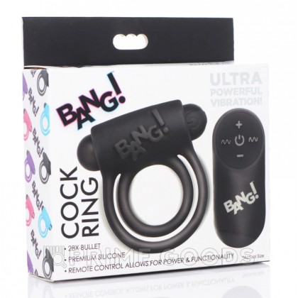 Bang! 28X Remote Control Vibrating Cock Ring & Bullet - эрекционное виброкольцо с дистанционным управлением, 7.6 см (чёрный) от sex shop primegoods фото 5