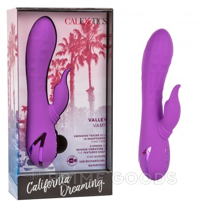 Вибромассажер-кролик CalExotics California Dreaming Valley Vamp с ритмичным стимулятором (12.75x3.75 см) от sex shop primegoods фото 10